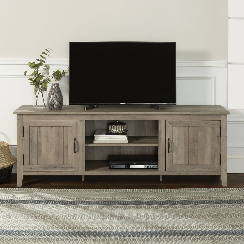 Grey Wash Manor Modern Farmhouse TV Stand